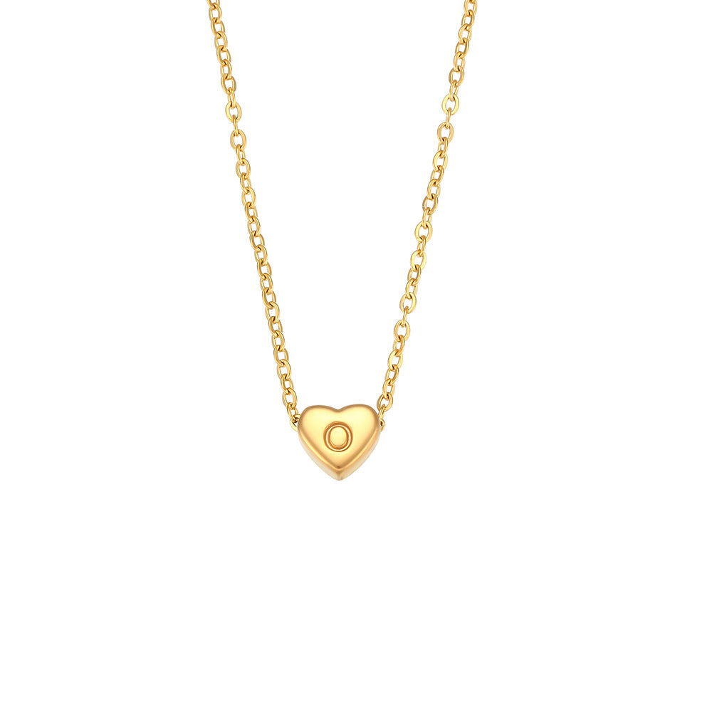 Harmonii Dainty Heart Initial Necklace - Heart Letter O [UFSFDAKS]