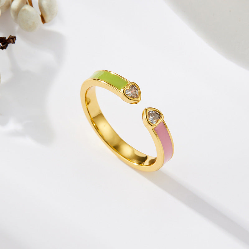 Caylie Heart Enamel Open Ring - Sky Blue [W5QIYO7S]