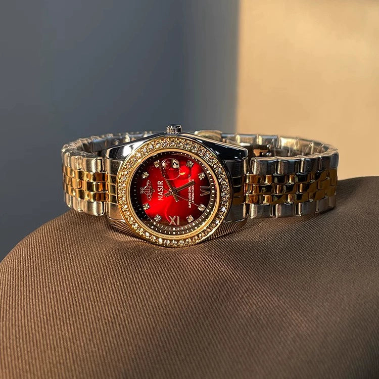 Ora Luxe Round Watch - Wine Red