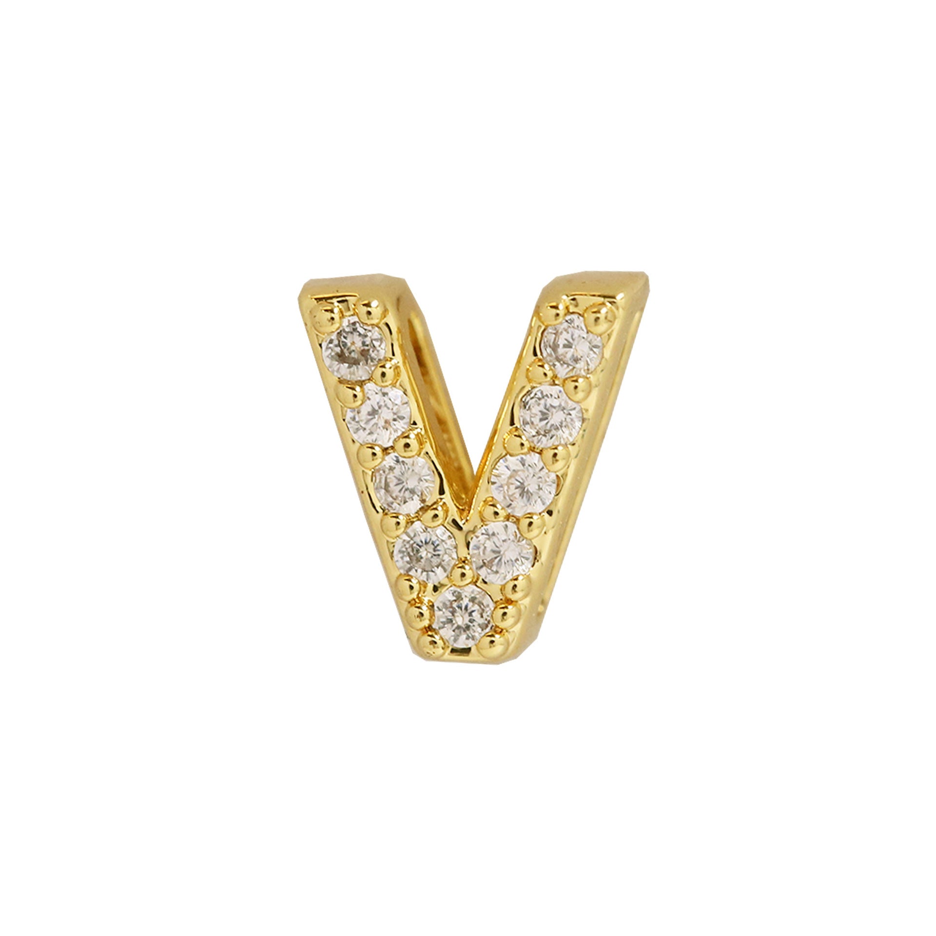 Leyna Gold Zircon Initial Necklace - V [SYET0OYB]