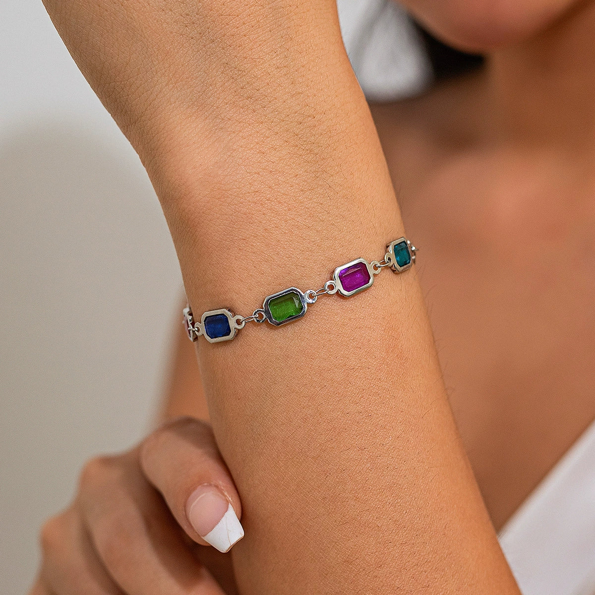 Corah Heart & Square Crystal Necklace - Style 3 Bracelet Silver-tone [TYFTPZ8P]
