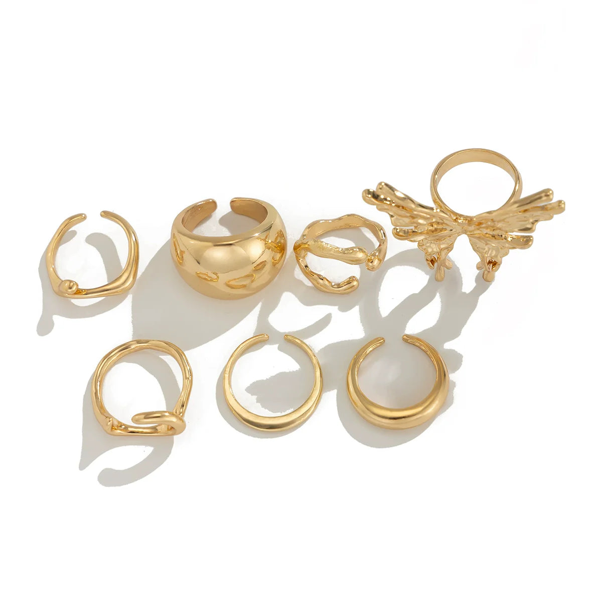Raylene Irregular Butterfly Ring Set - Light Gold