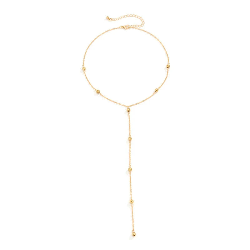 Dorothy Beaded Y-Chain Necklace - Gold