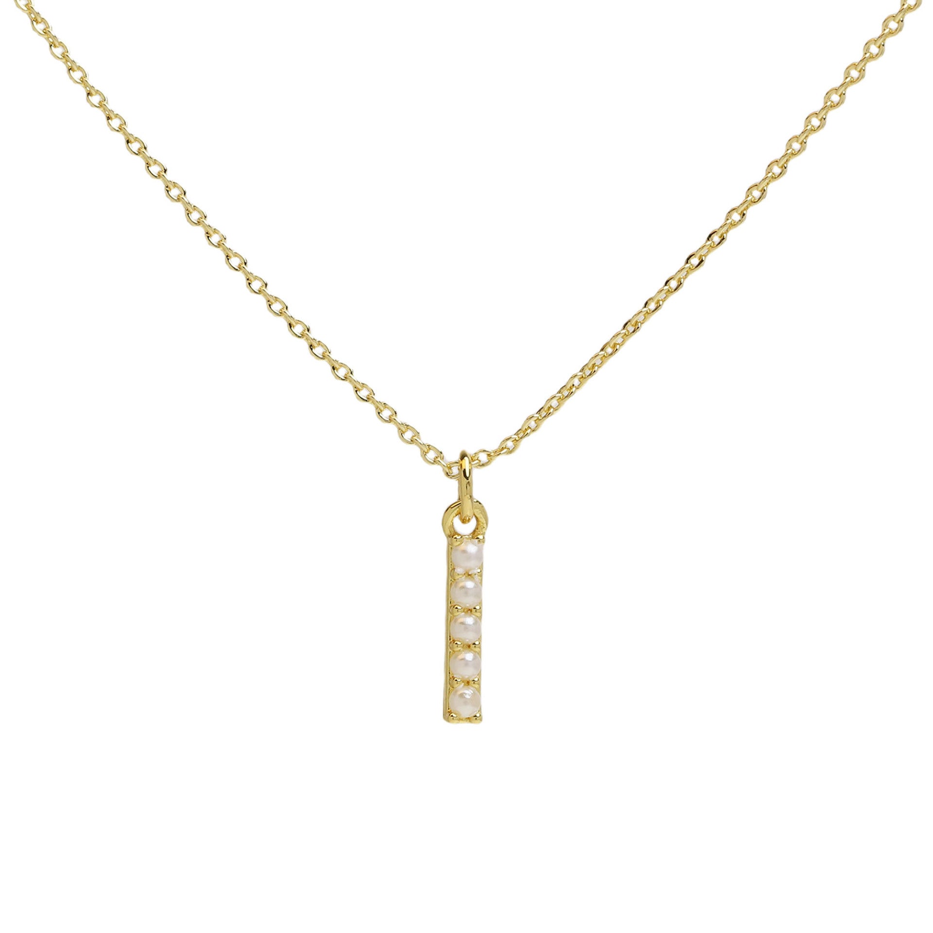 Ayaana Pearl Initial Necklace - Initial I [BLNEXVE0]