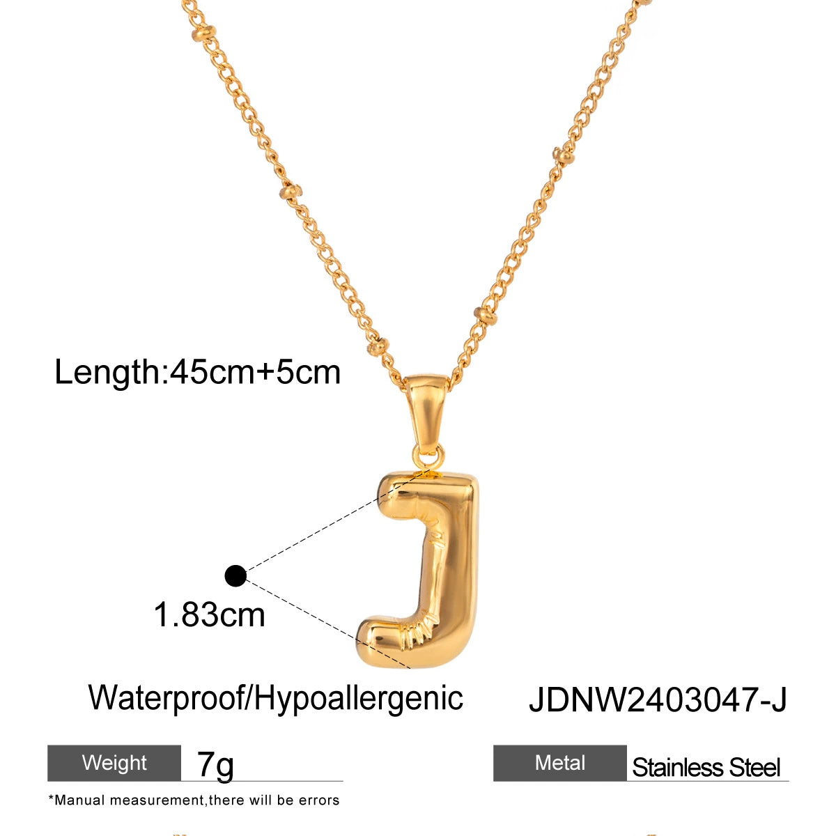 Kadyn Initial Pendant Necklace - Letter J [5ZFR9Q6W]