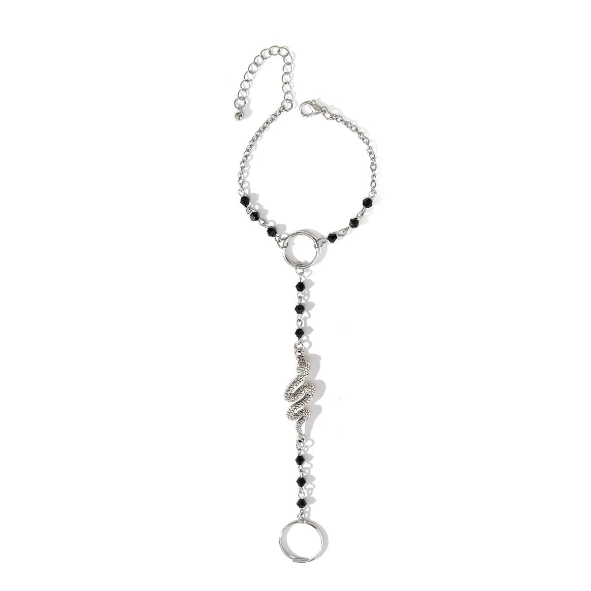 Ashtyn Serpent Crystal Hand Chain - Silver