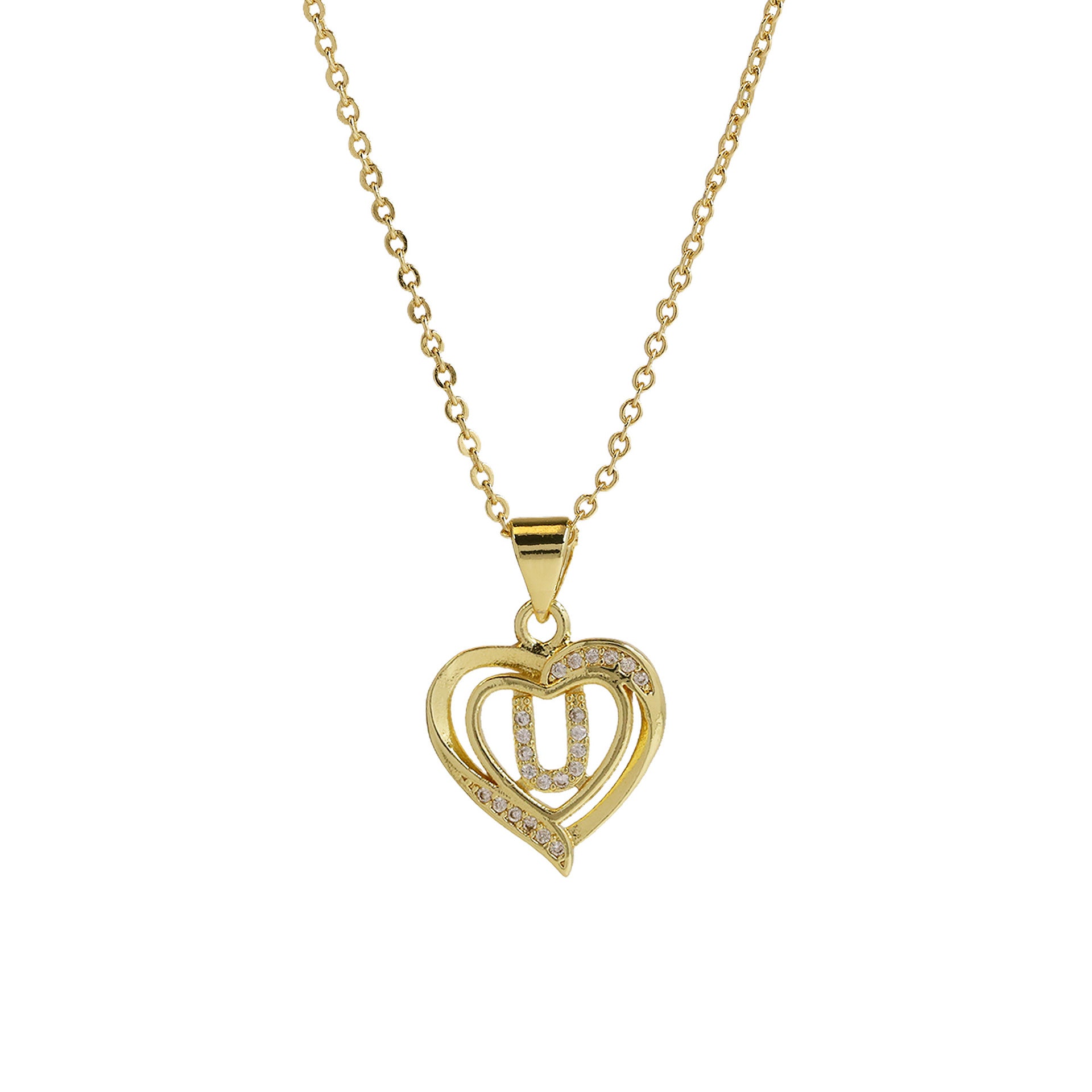Kamarie Initial Heart Necklace - Necklace U [N2PXB7IC]