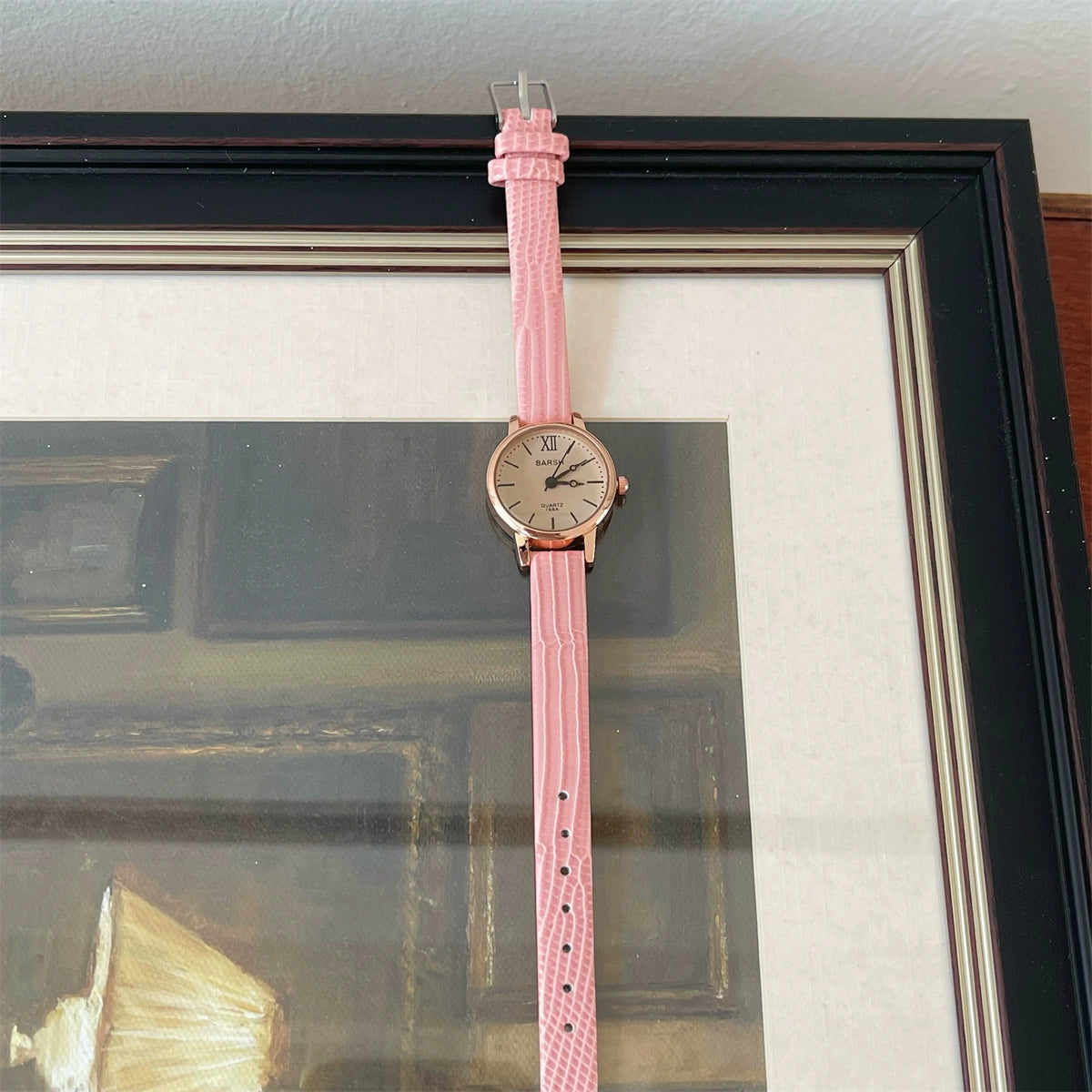 Everette Retro Leather Watch - Pink Strap [8NFEUDYP]