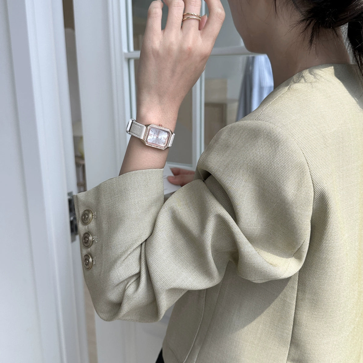 Raniya Elegant Square Strap Watch - White [5GPU10NC]