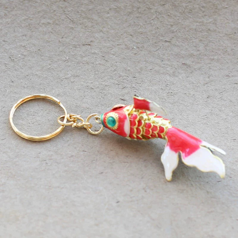 Zahraa CloisonnŽ Goldfish Keychain - Small Red