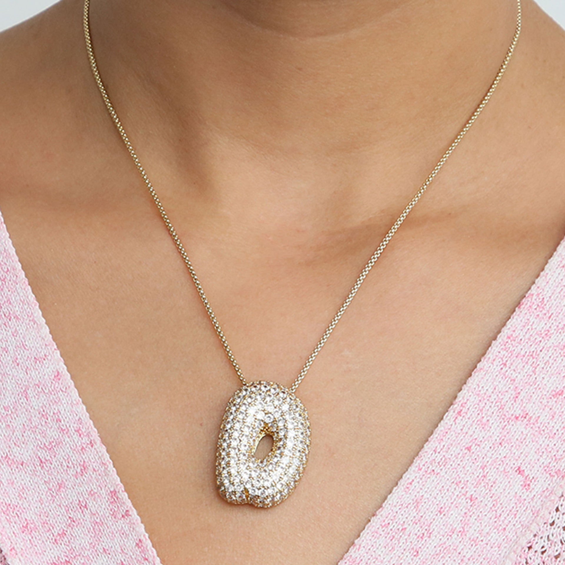 Laiba Bubble Initial Necklace - D [VZZ8UU7F]