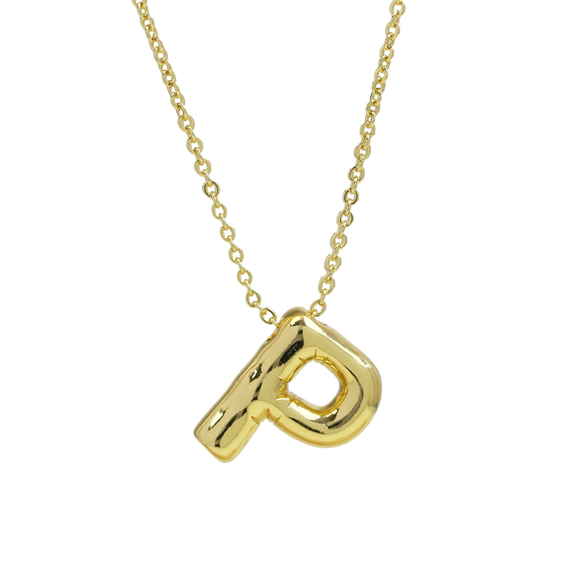 Saffron Puffy Initial Necklace - Letter P [O4L19DGD]