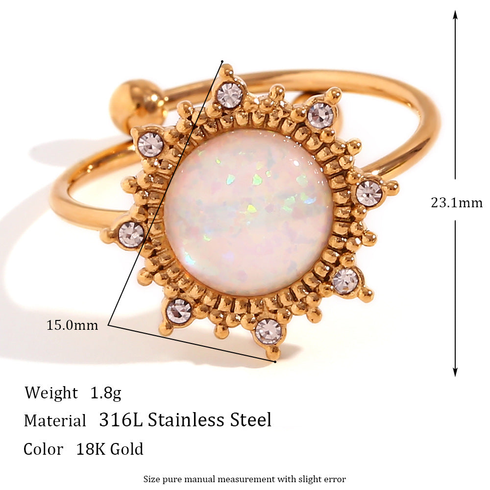 Aleksandra Opal Adjustable Ring - Adjustable Opal Sun Ring - Gold White [KTS8COC2]