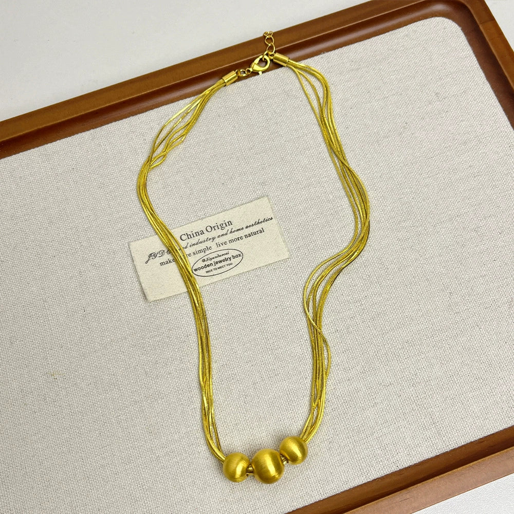 Makaela Layered Bead Necklace - Gold-Plated [K9KH2D9T]