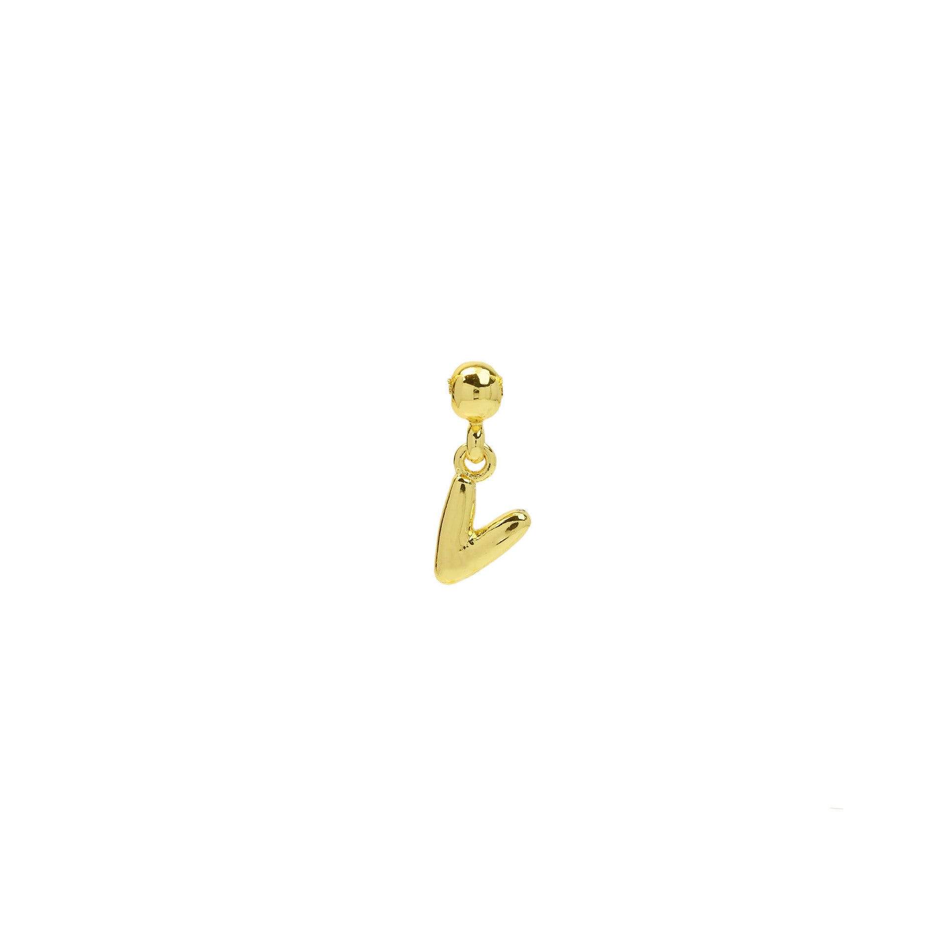 Yana Gold Bubble Initial Necklace - Gold Bubble Letter V Necklace [4B14BCH1]