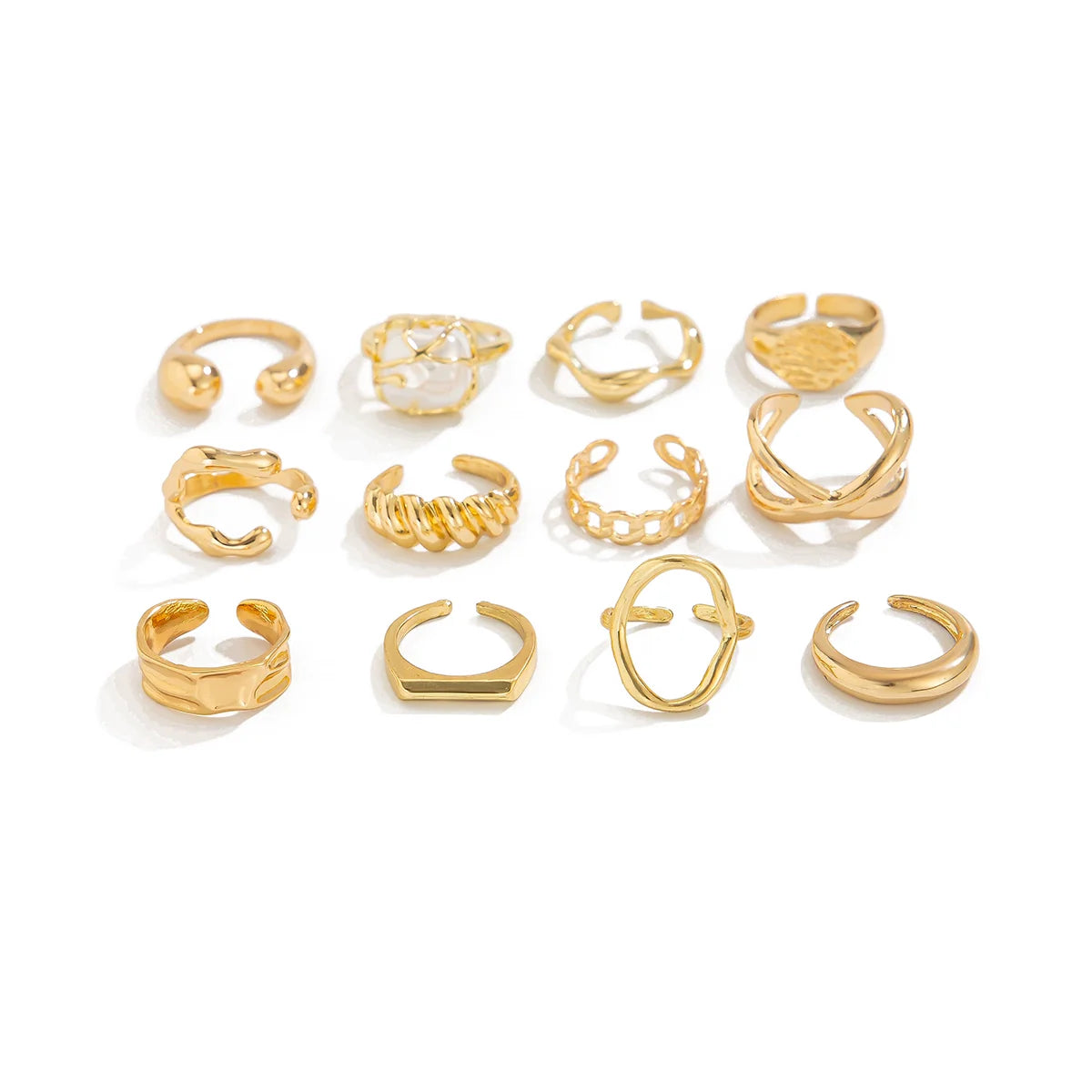 Jayliana Irregular Stackable Ring Set - Light Gold
