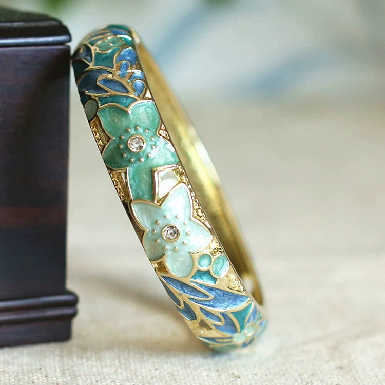 Alicen CloisonnŽ Floral Bangle - Light Blue