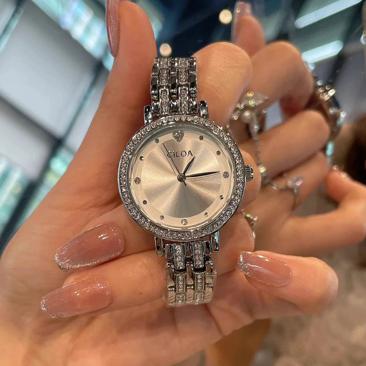 Taylah Starry Dial Watch - Silver
