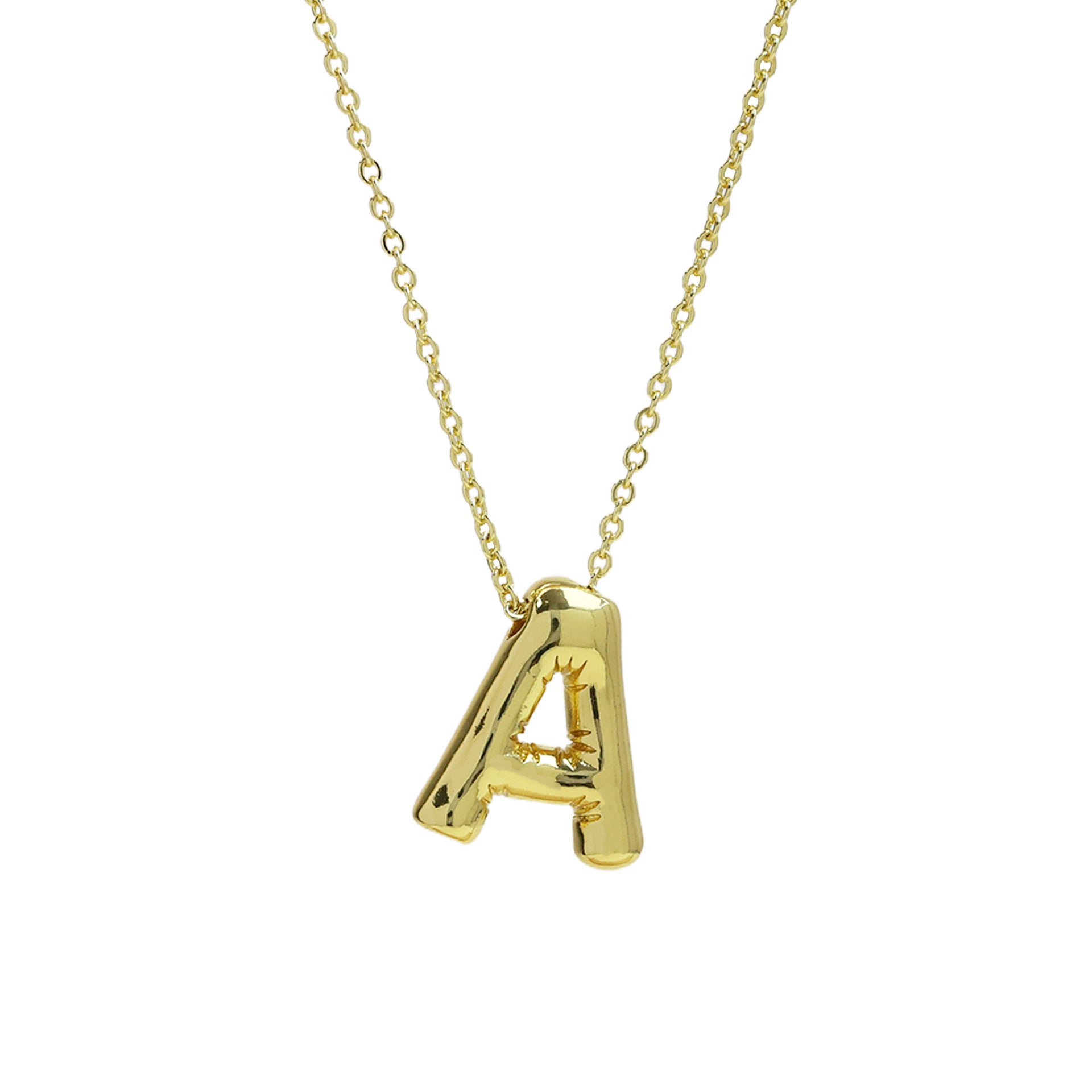 Saffron Puffy Initial Necklace - Letter A [3SXIJ05X]