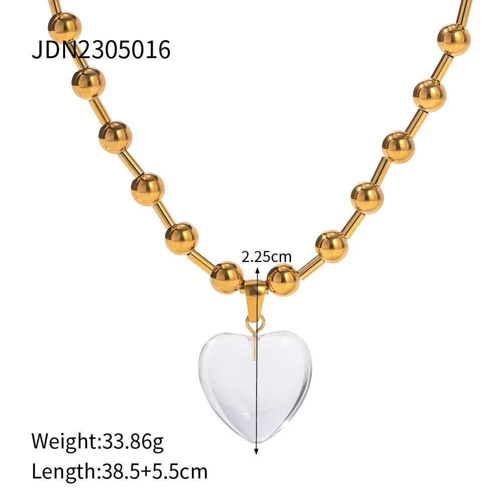 Kinzlee Crystal Heart Necklace - Gold Tone [O9C7VNN7]