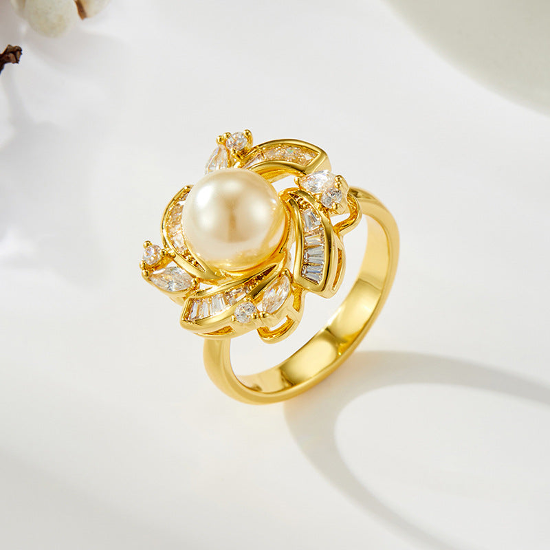 Afia Delicate Bloom Ring - Platinum Plated [BLC0SUW4]