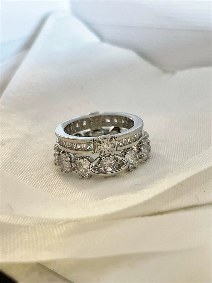 Lamiyah Cosmic Detachable Ring Set - Silver Two-Piece Detachable