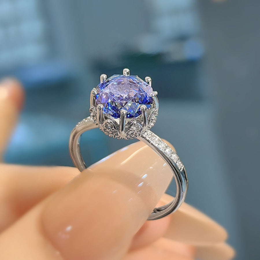 Lainee Octagonal Gemstone Jewelry Set - Tanzanite Blue Ring (Adjustable) [NU9QDPFR]
