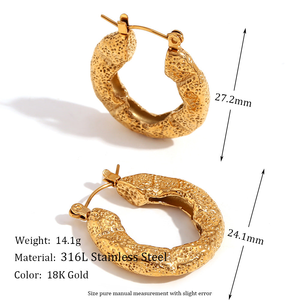 Amberley Hammered Geometric Earrings - Hammered Flat Hoop Earrings - Gold [QOVD7Y1V]