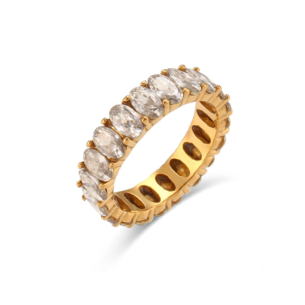 Amilah Zircon Oval Ring - White Zircon [T3F5UTD6]
