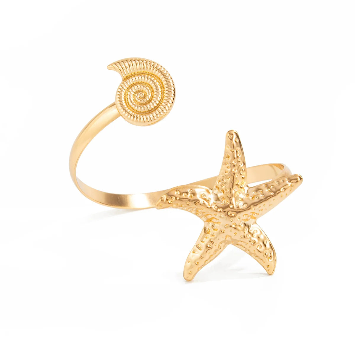 Jewell Ocean Cuff Bracelet - Gold Starfish Seashell