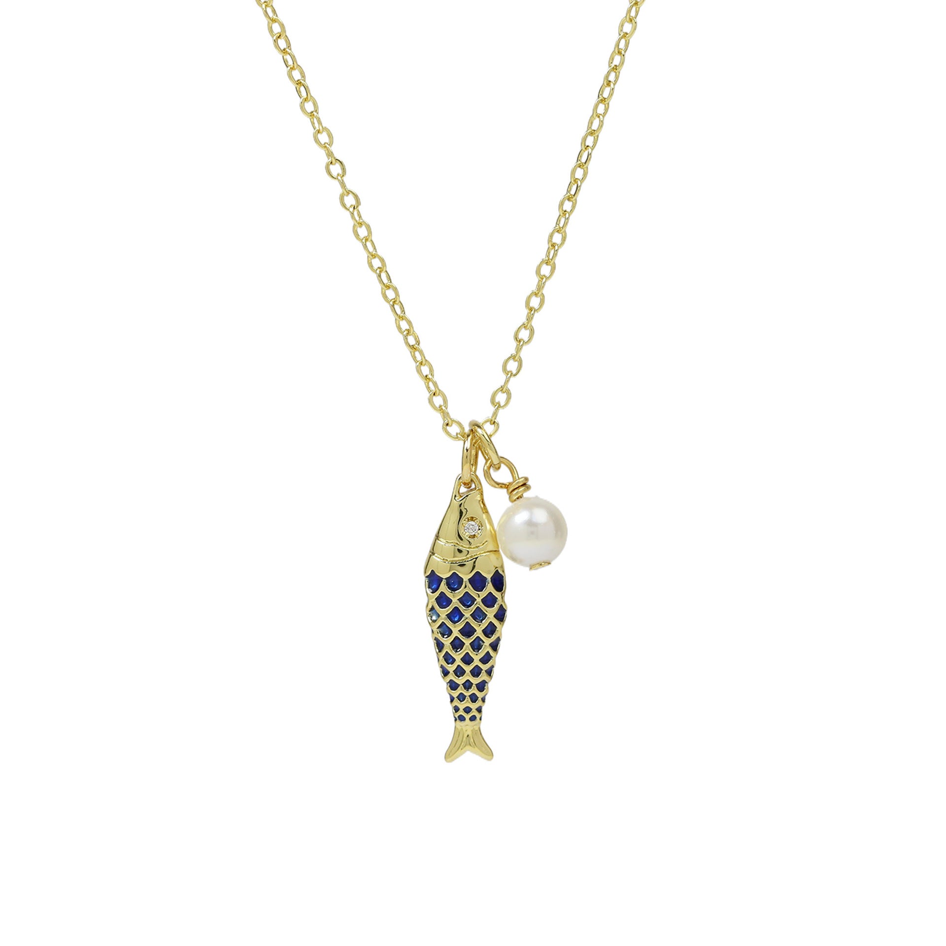 Giulianna Brass Tropical Fish Necklace - Blue Fish [M7PEHLNF]