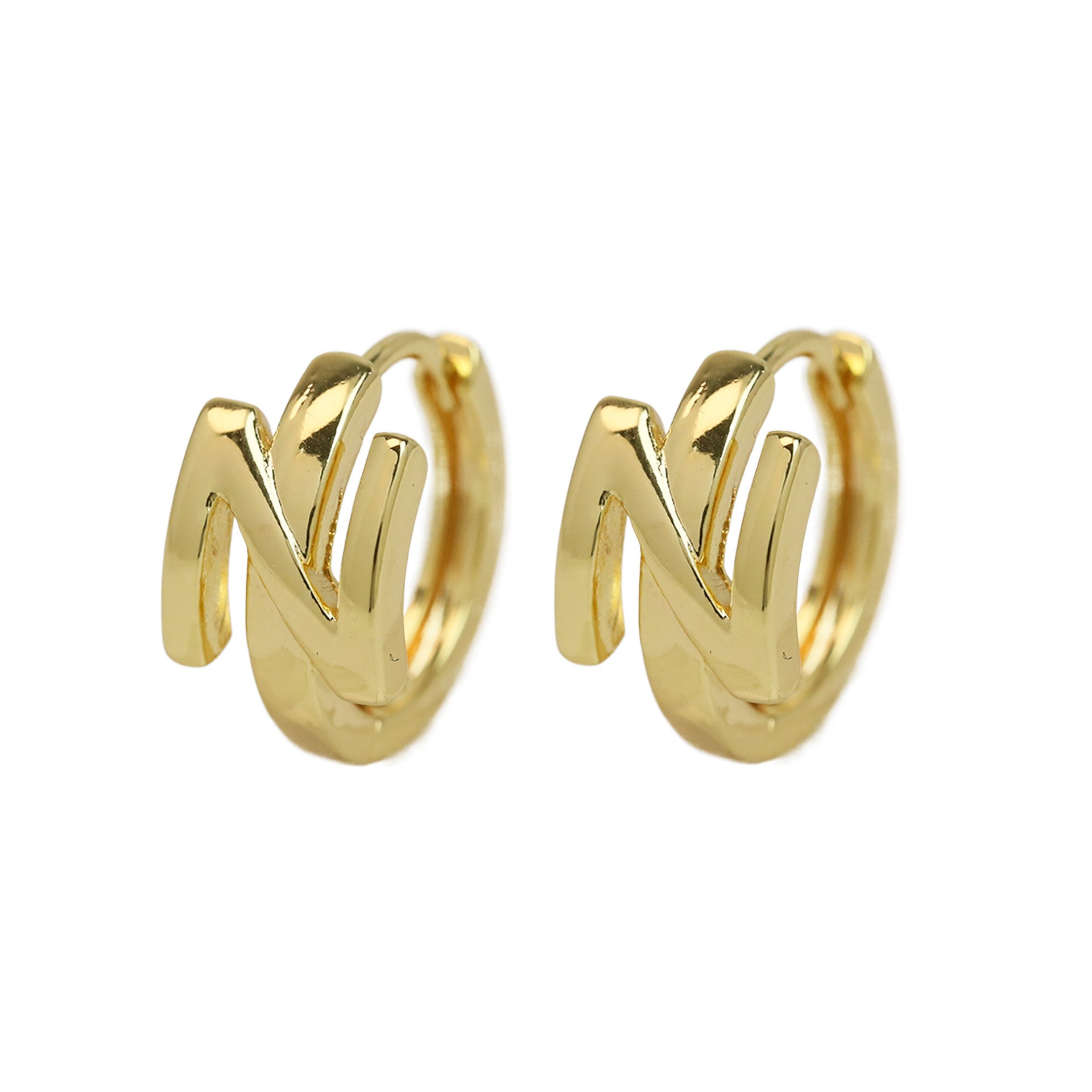 Haylee Gold Letter Stud Earrings - N [TKS37BFS]