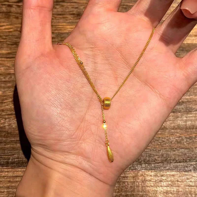 Galilee Brushed Waterdrop Tassel Necklace - Brushed Waterdrop Necklace