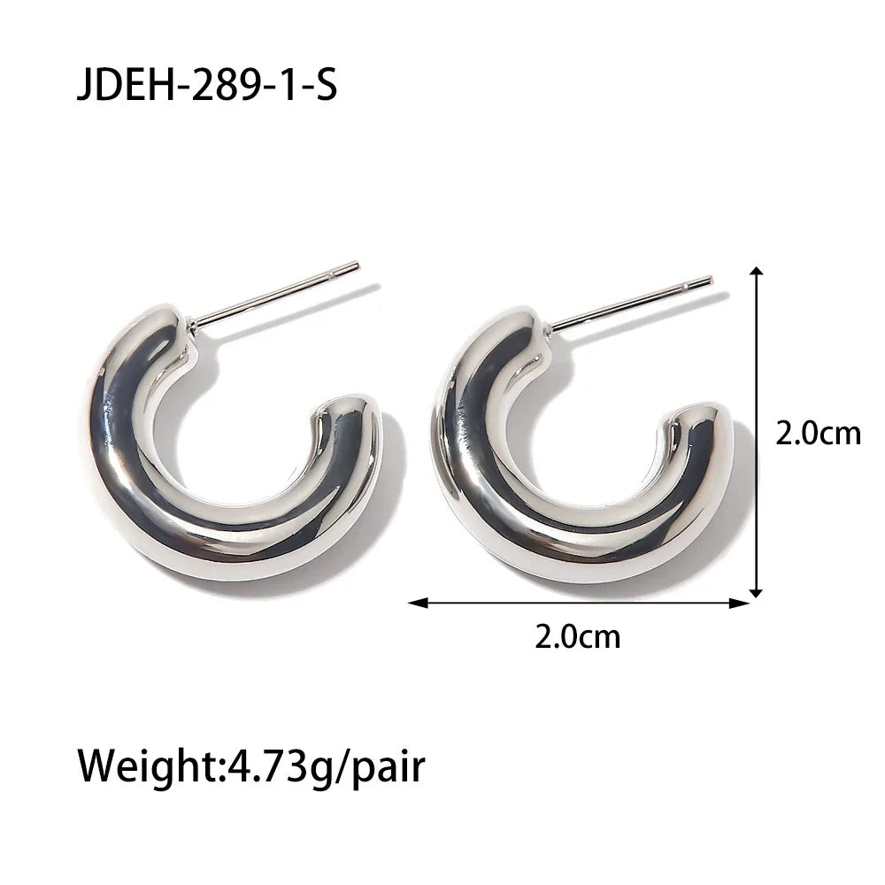 Kooper Polished Steel Hoop Earrings - JDEH-289-1-S