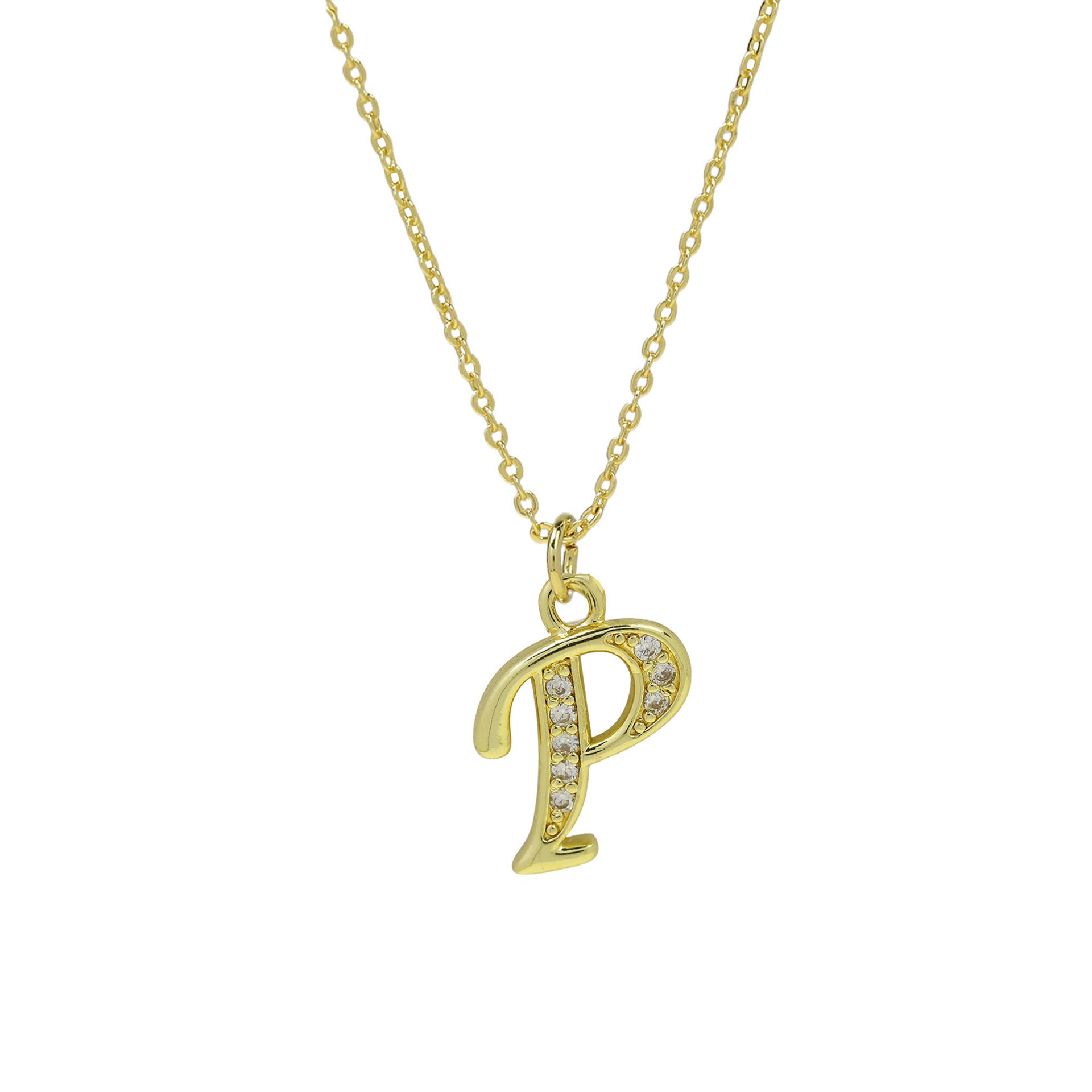 Winifred Delicate Alphabet Necklace - Letter P [FTC5LH0Z]