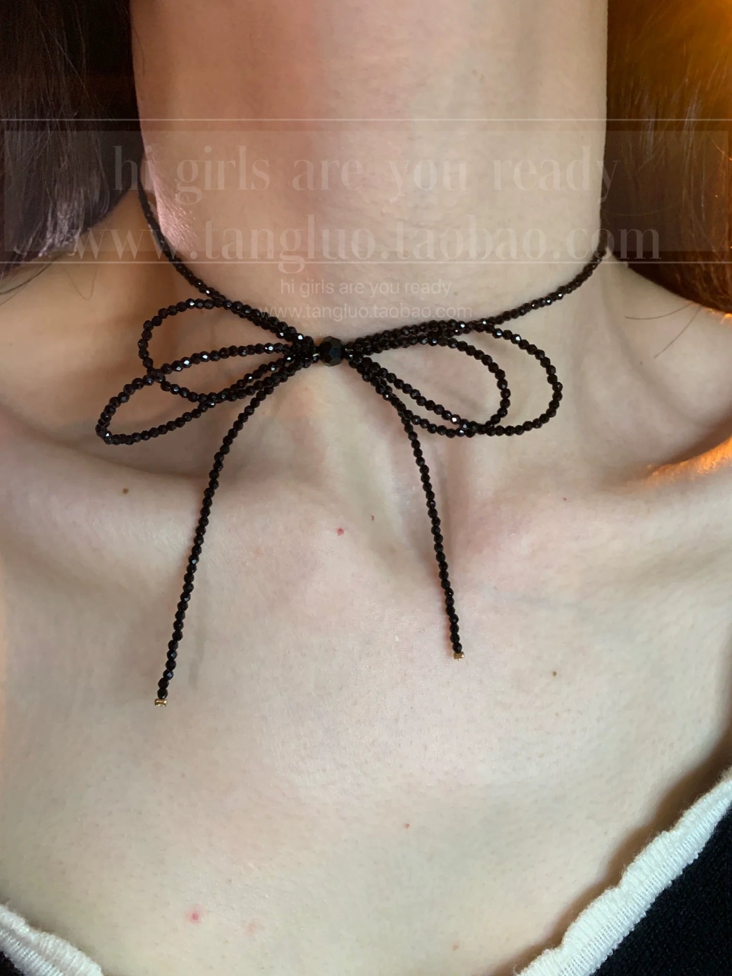 Tamira Crystal Bow Choker - Black Bow Crystal