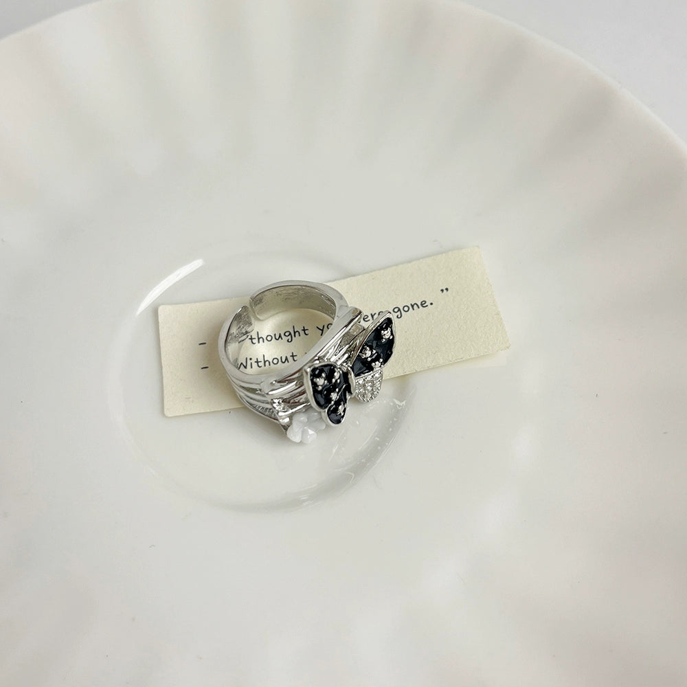 Dayanna Butterfly Diamond Open Ring - Black Butterfly Ring [HF4GZ37Z]