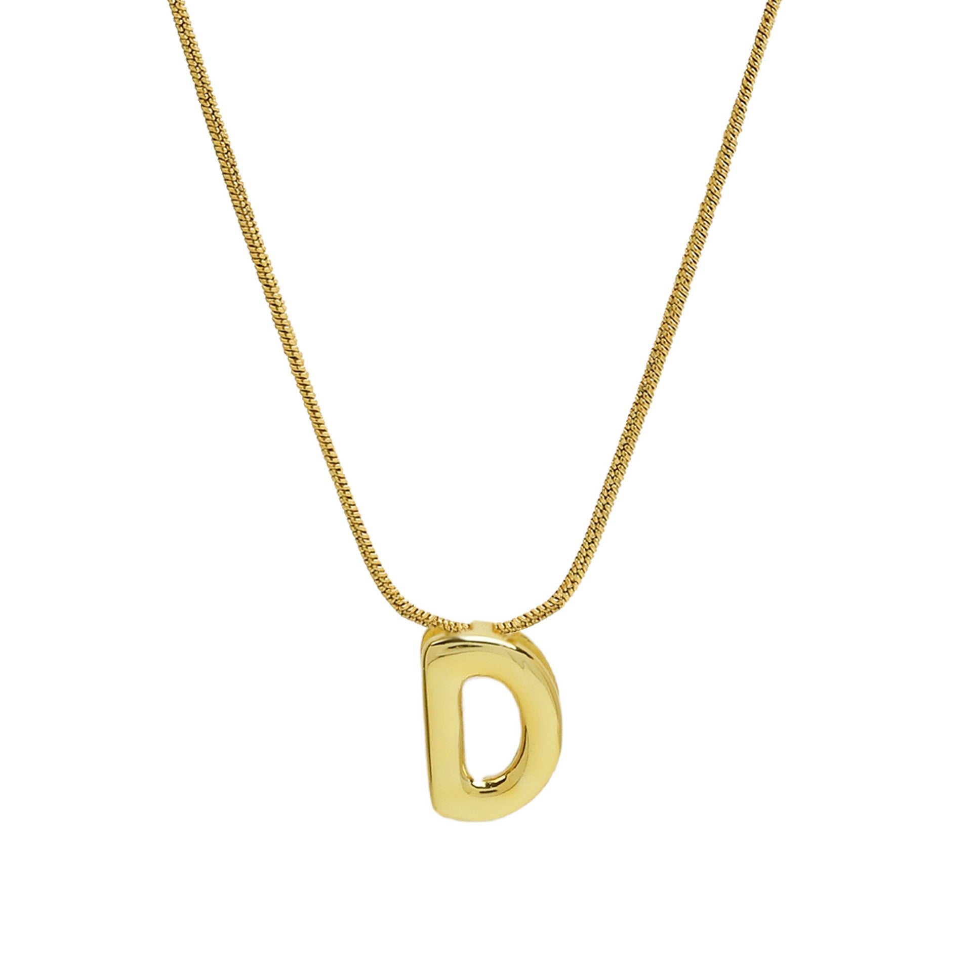 Hallie Initial Snake Chain Necklace - D Letter Necklace [9D9C0390]