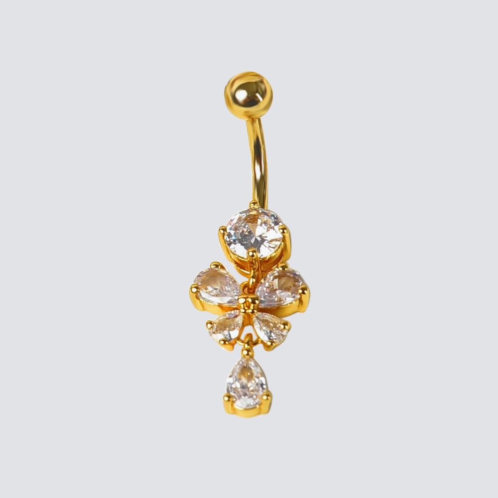 Therese Butterfly Teardrop Navel Ring - B Style (18K Gold) [7KPVNKXT]