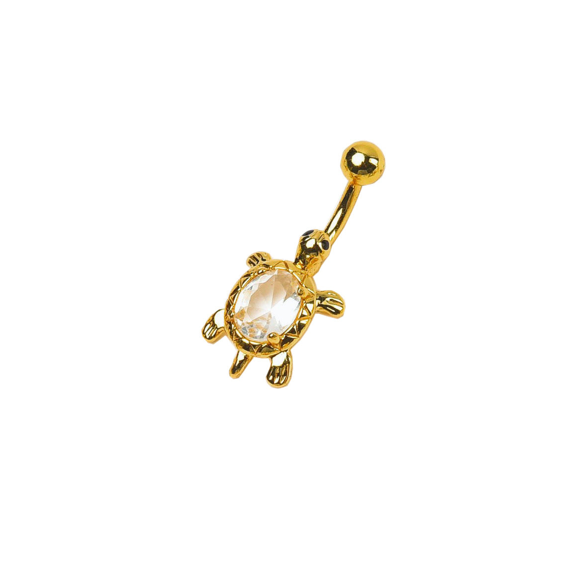 Adelene Turtle Gem Navel Ring - White Zircon (18K Gold) [KGV5T91R]