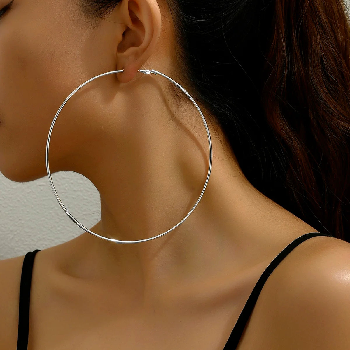 Yuna Oversized Hoop Earrings - Silver