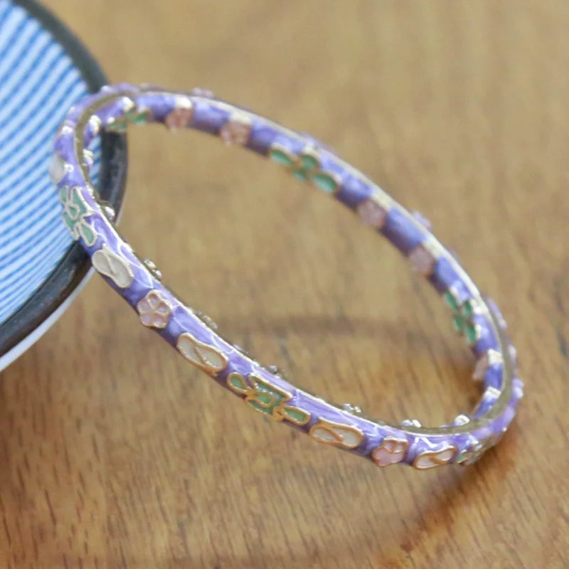 Jadelynn CloisonnŽ Floral Bangle - Light Purple