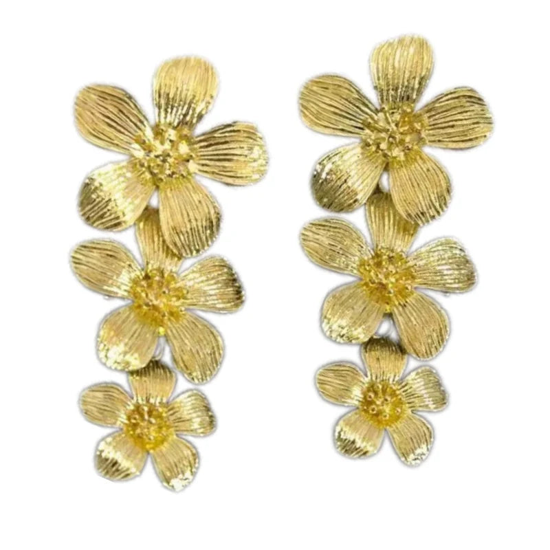 Eliyanah Gold Flower Tassel Earrings - Gold Plated