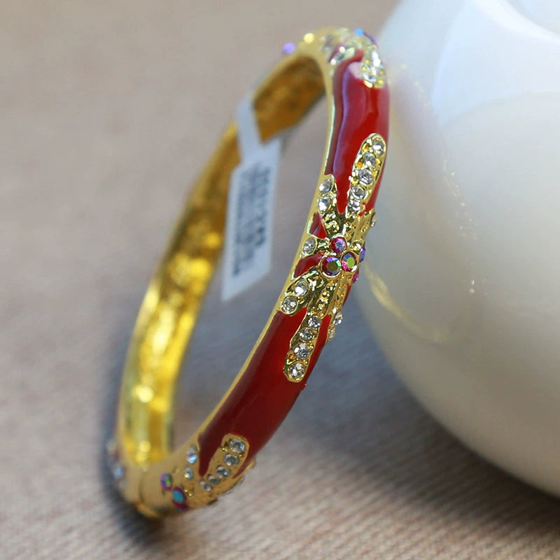 Kyanna Diamond Cloisonné Bracelet - Deep Red (5.6cm) [O3TO1LTE]
