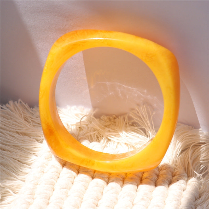 Francesca Marble Resin Bracelet - Square Yellow [87P34ZDQ]