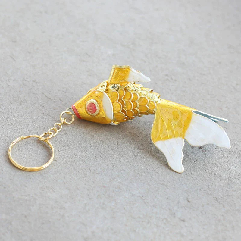 Zahraa CloisonnŽ Goldfish Keychain - Yellow (Large)