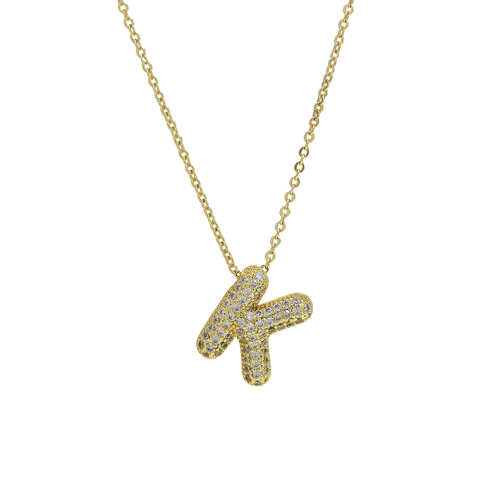 Zalia Gilded Bubble Letter Necklace - Necklace K [RXOSNHVW]