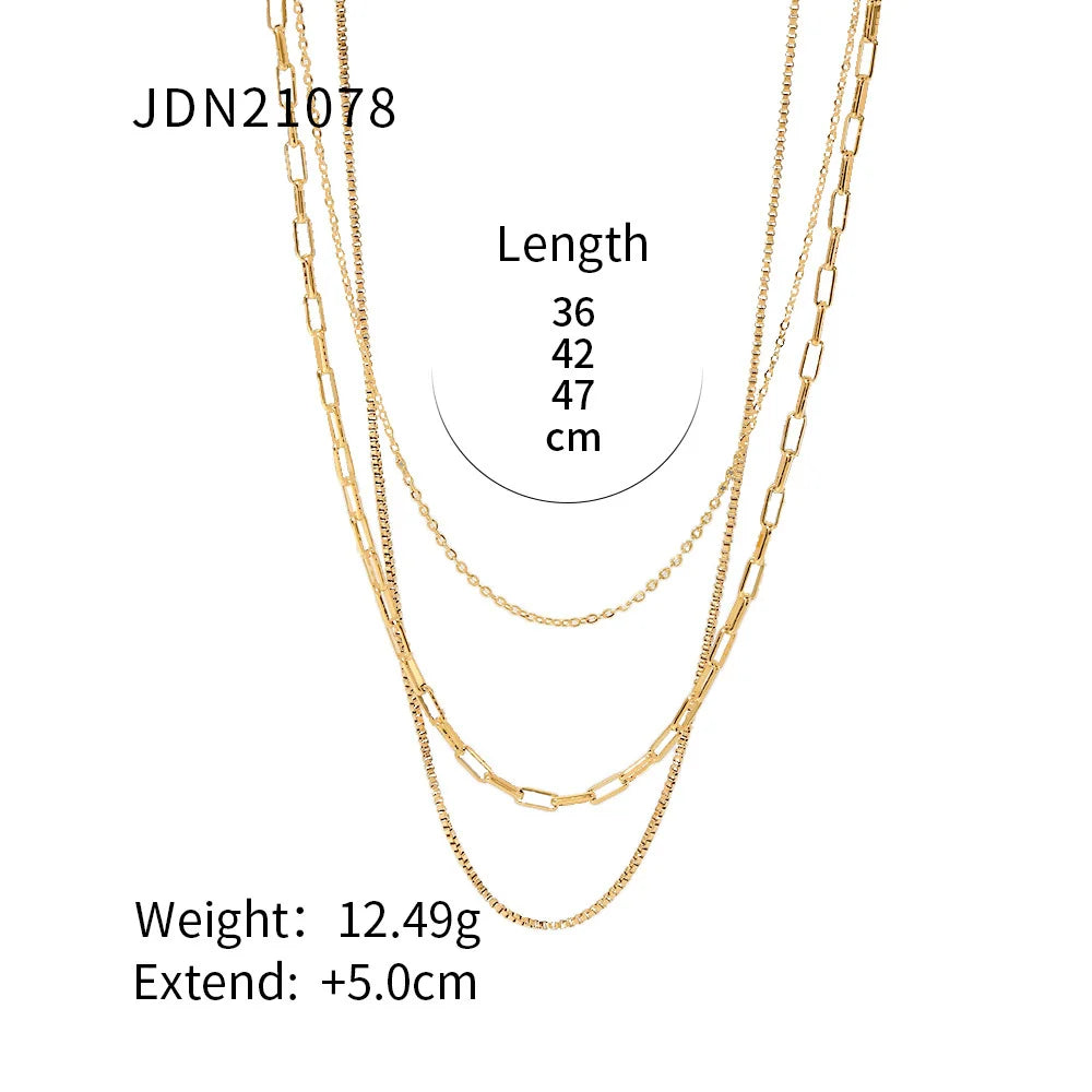 Penelope Gold Paperclip Layered Necklace - JDN21078