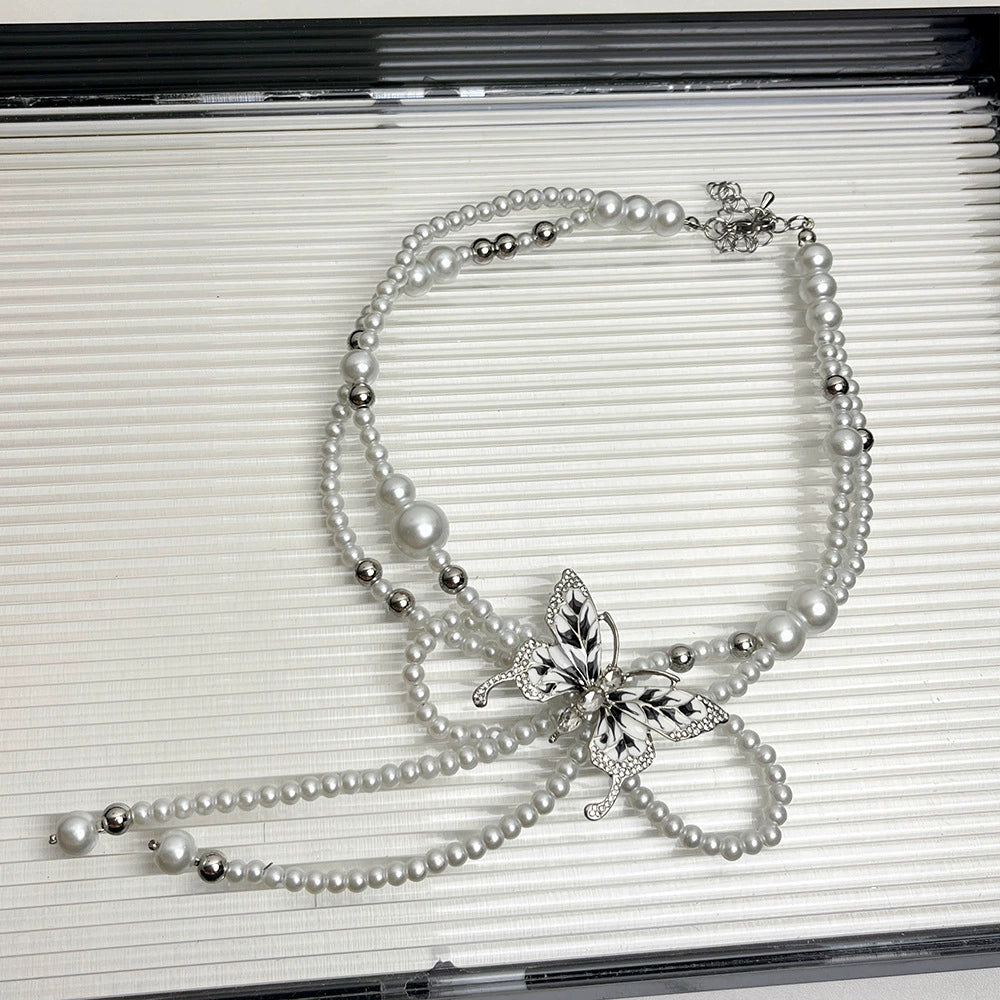 Sienna Butterfly Pearl Choker - Butterfly Pearl Necklace [DDJDVU3X]