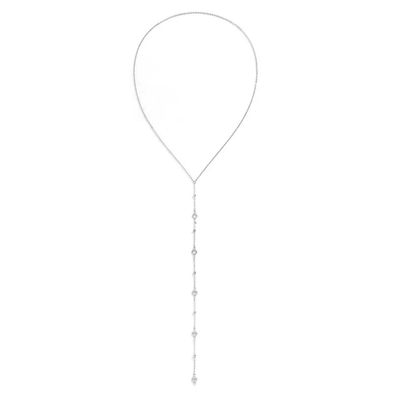 Sonya Long Pendant Necklace - Crystal Silver